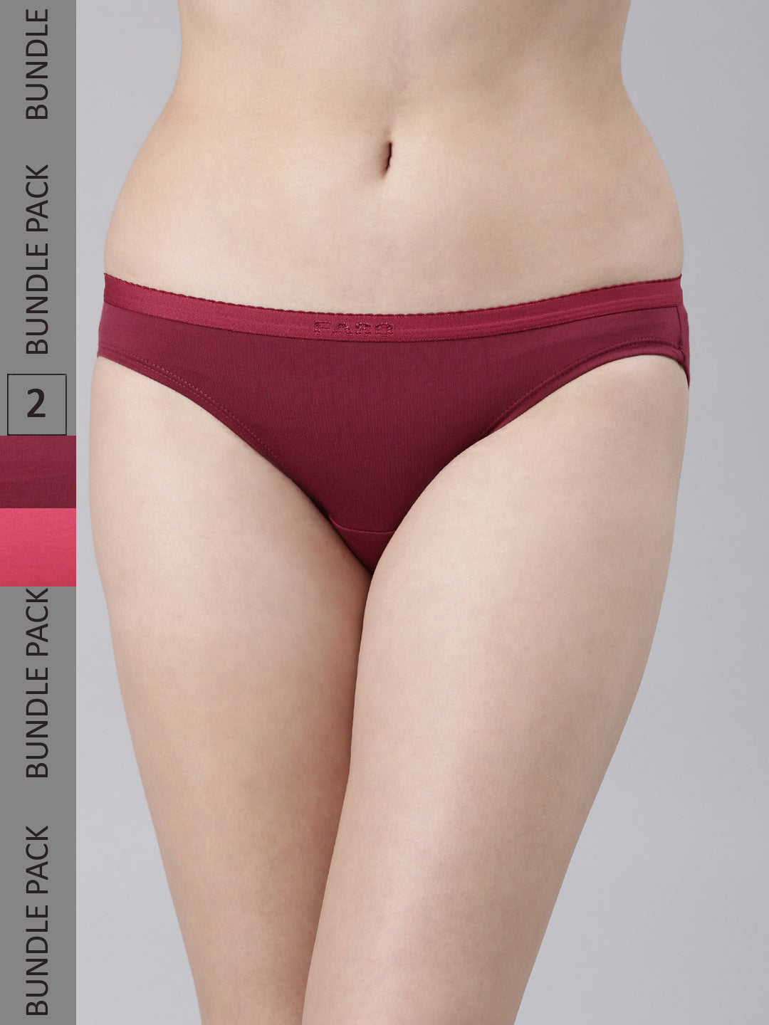 Faso Women's Cotton Outer Elastic Bikini (Pack of 2)