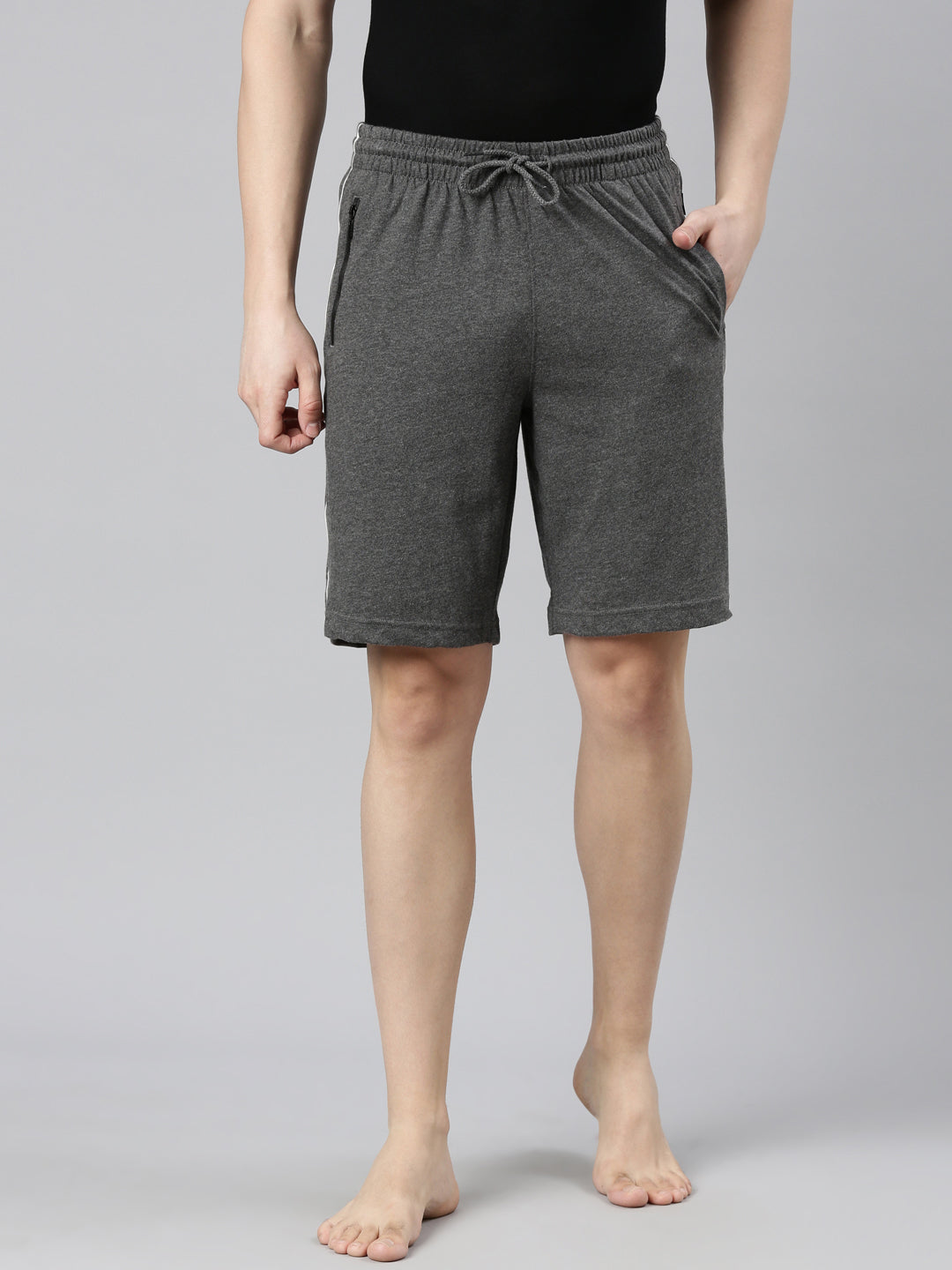 Faso Men's Cotton Side Seam Piping Bermuda Shorts