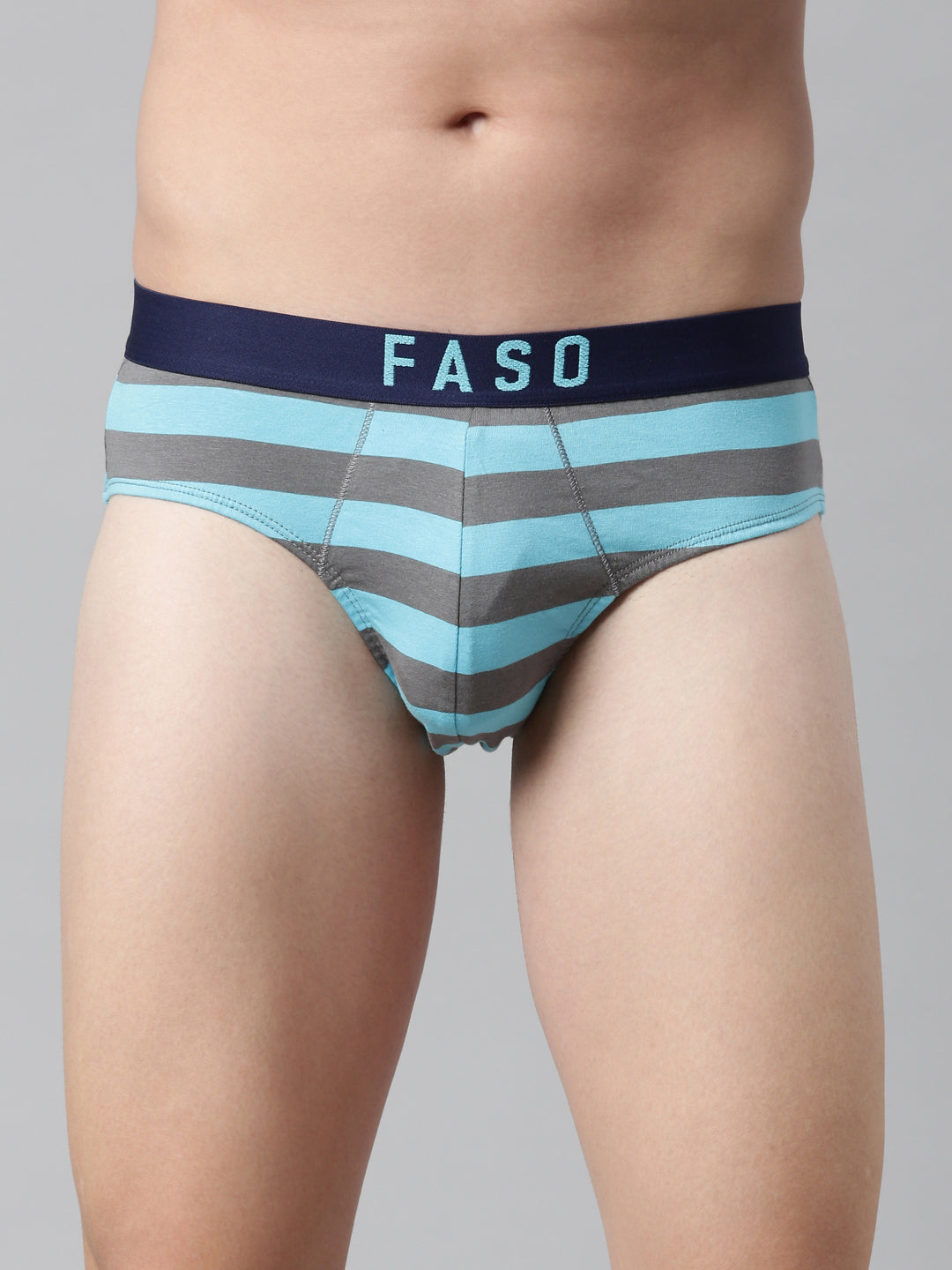 Faso Men's Cotton Yarn Dyed Striped Brief