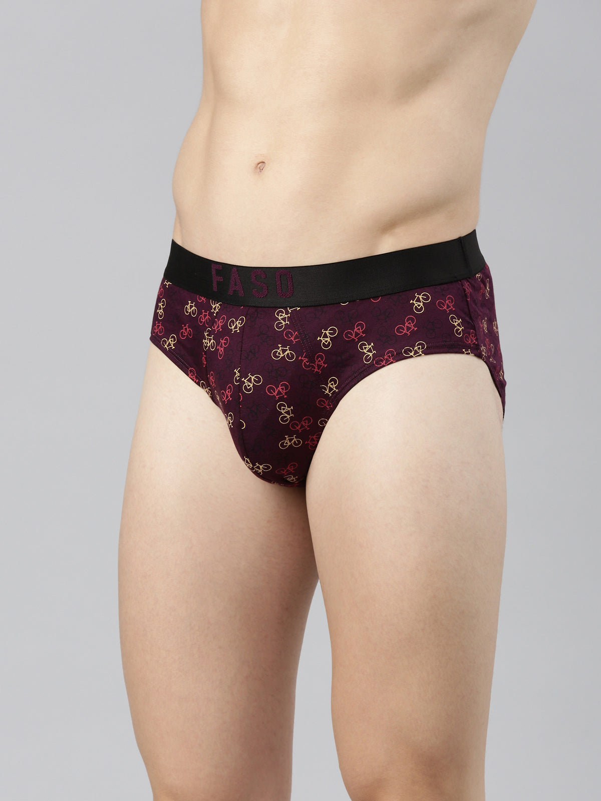 Faso Men's Cotton Outer Elastic All Over Print Brief