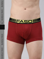 Faso Men's Cotton Neon Outer Elastic Trunk (Pack of 2)