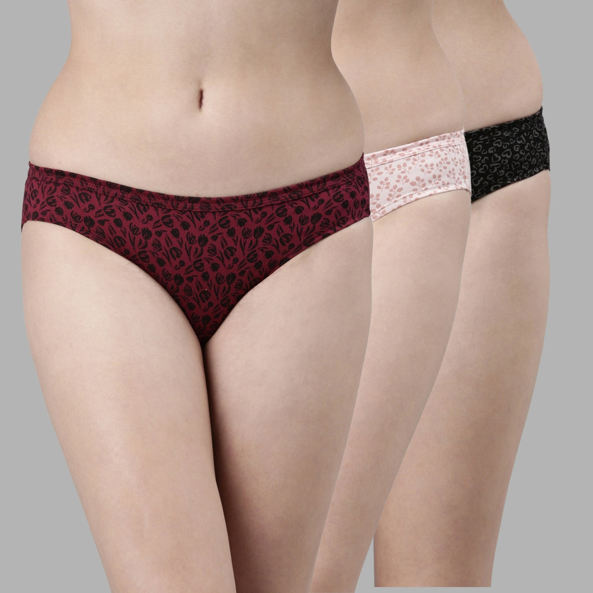 Faso Women's Cotton Inner Elastic Bikini (Pack of 3)