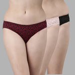 Faso Women's Cotton Inner Elastic Bikini (Pack of 3)