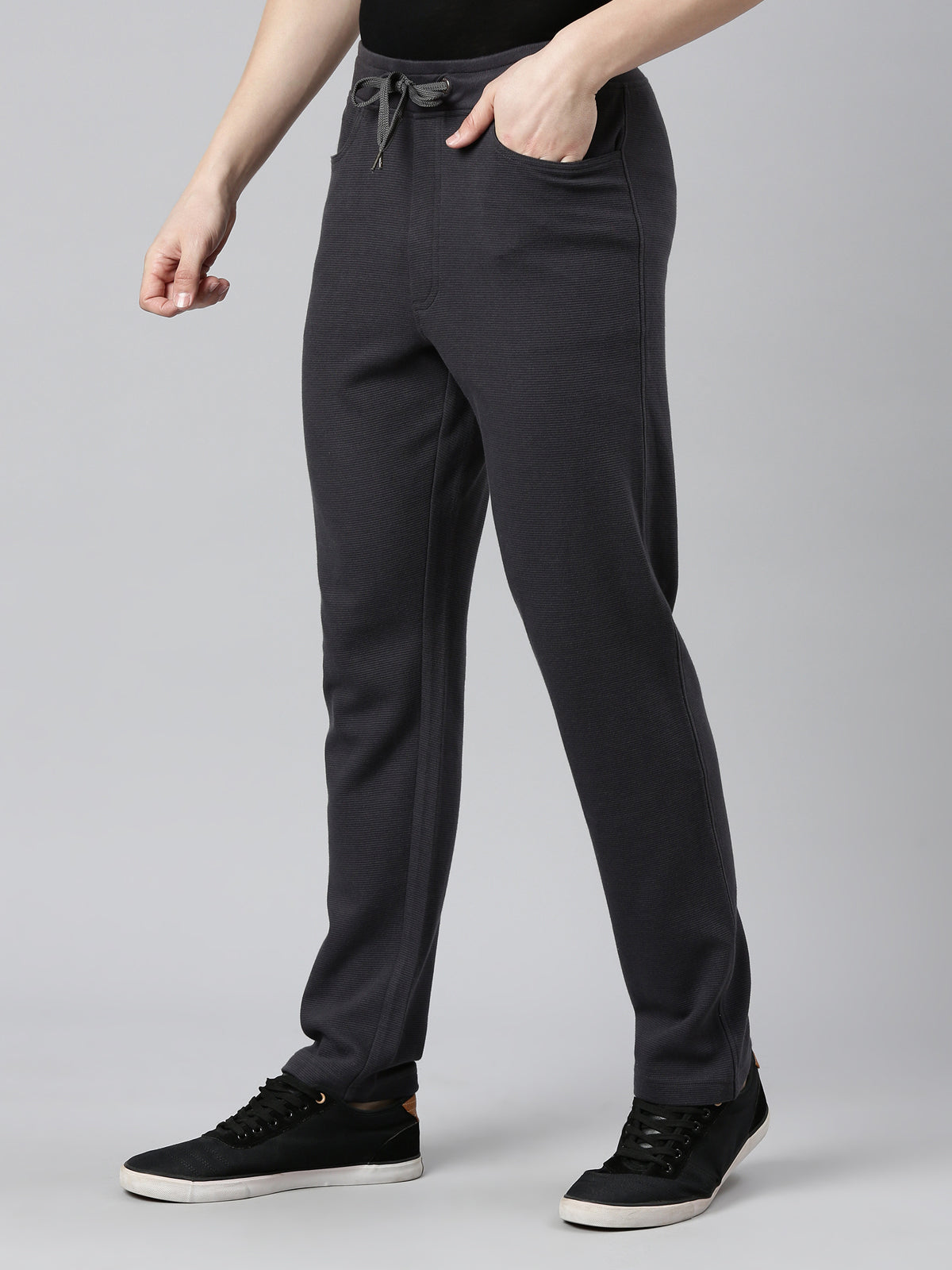 FASO Men’s Cotton Track Pants with Denim Pocket