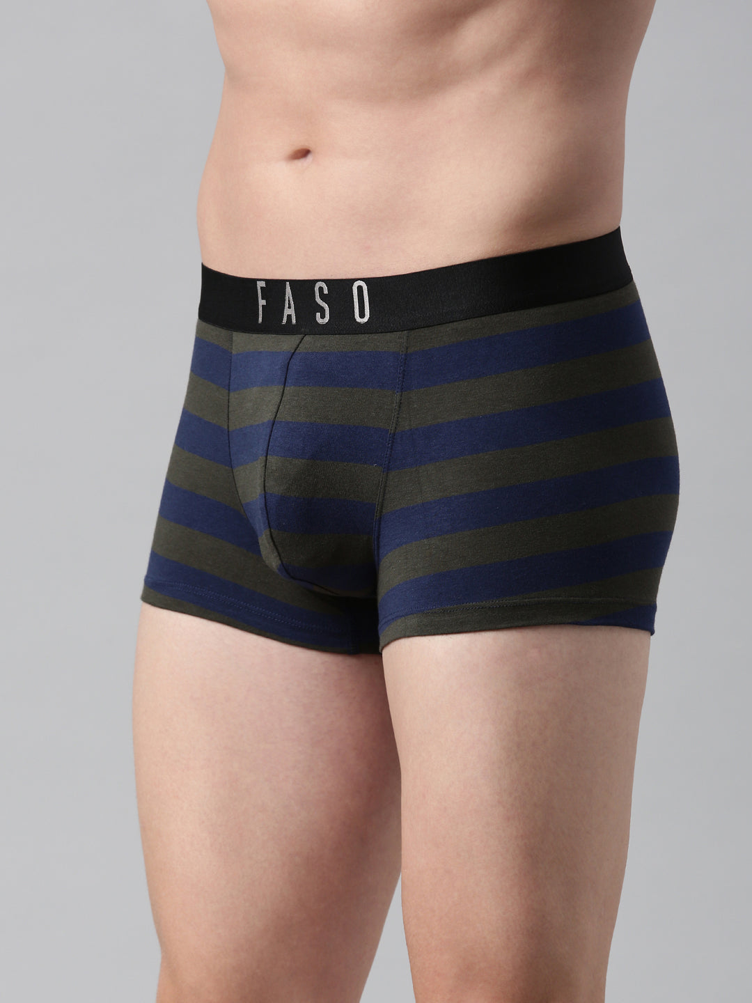 Faso Men's Cotton Yarn Dyed Striped Trunk
