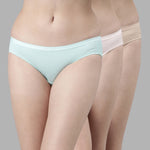 Faso Women's Cotton Outer Elastic Bikini (Pack of 3)