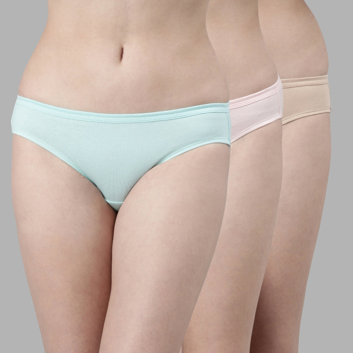 Faso Women's Cotton Inner Elastic Bikini (Pack of 3)