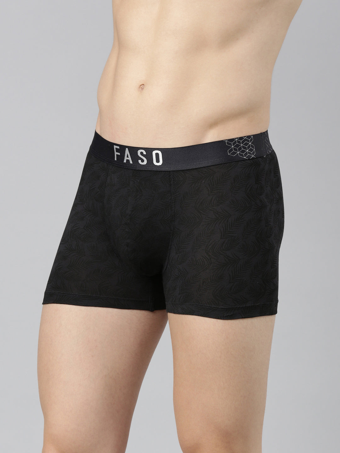 Faso Men's Cotton Stretch All Over Print Trunks