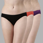 Faso Women's Cotton Outer Elastic Bikini (Pack of 3)