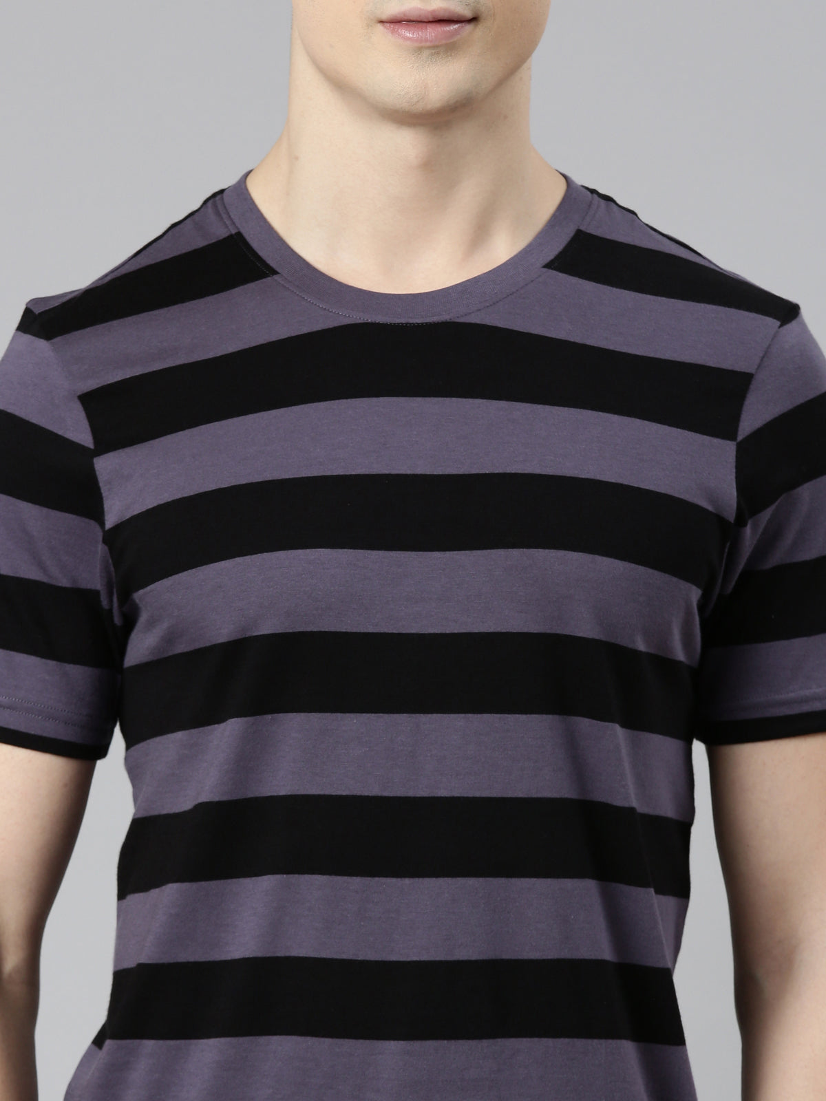 FASO Men’s Yarn Dyed Big Stripe Casual Cotton T-Shirt