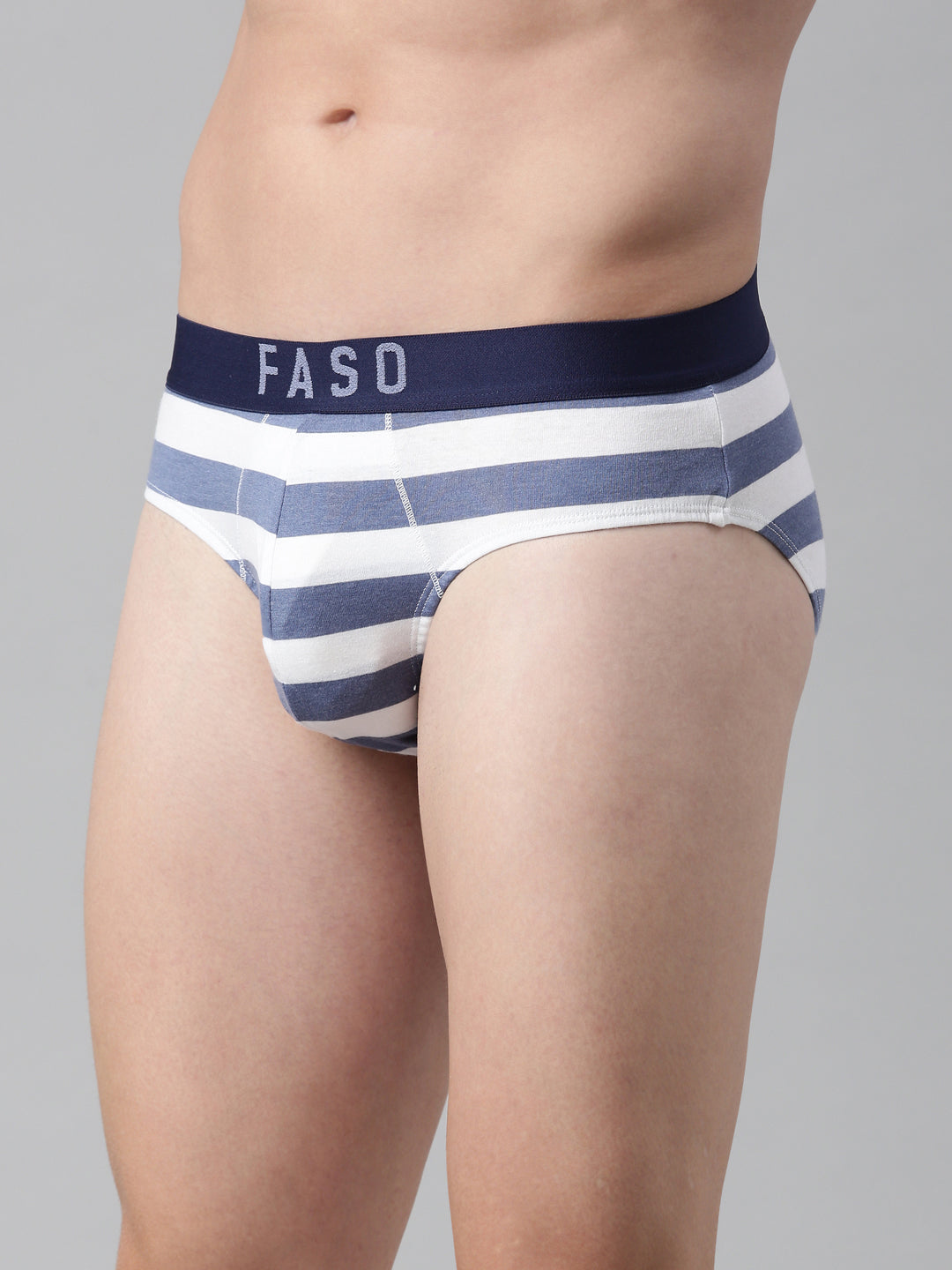 Faso Men's Cotton Yarn Dyed Striped Brief