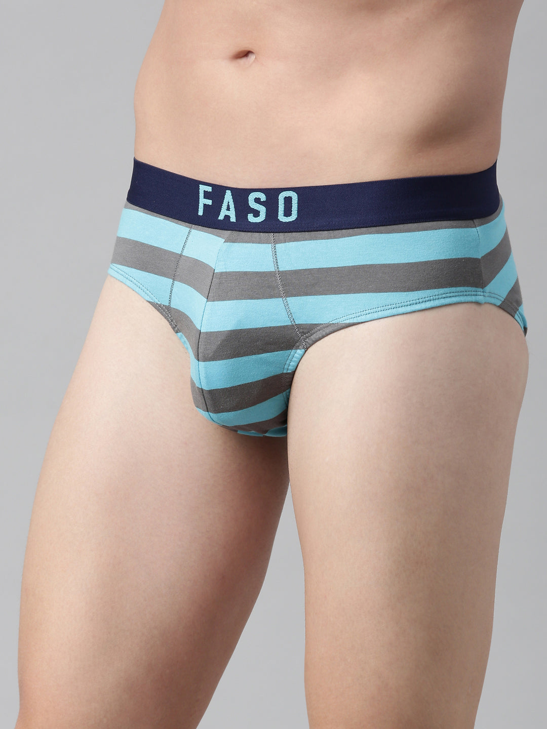 Faso Men's Cotton Yarn Dyed Striped Brief