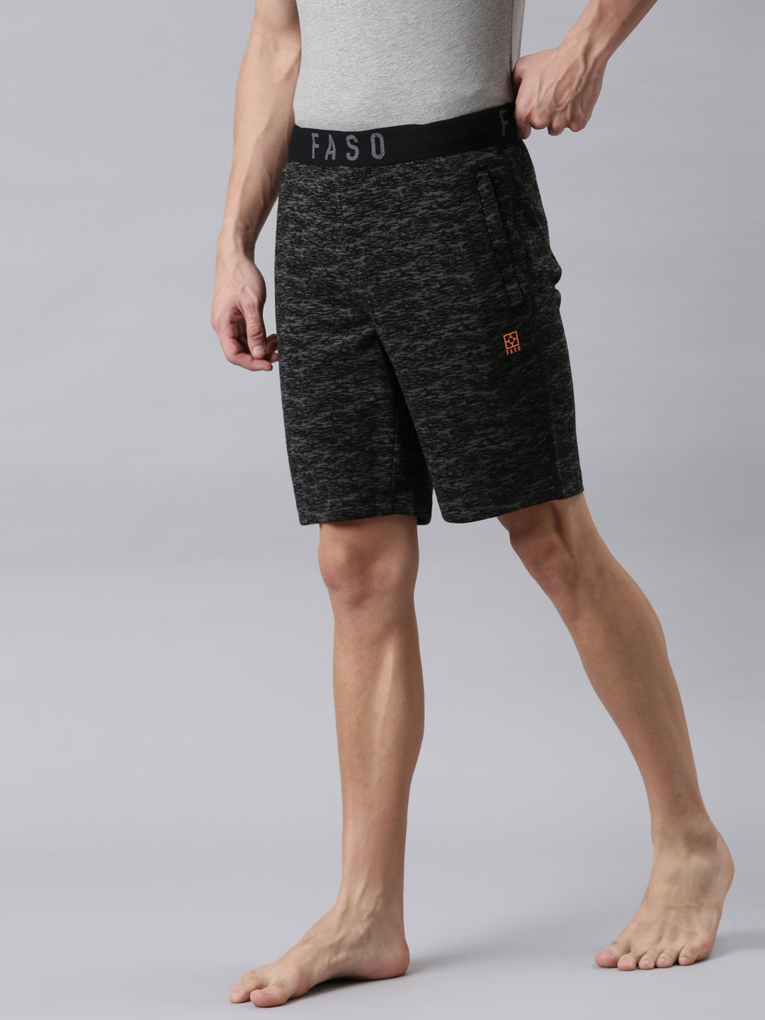 Faso Men's Cotton Elastic Track Shorts