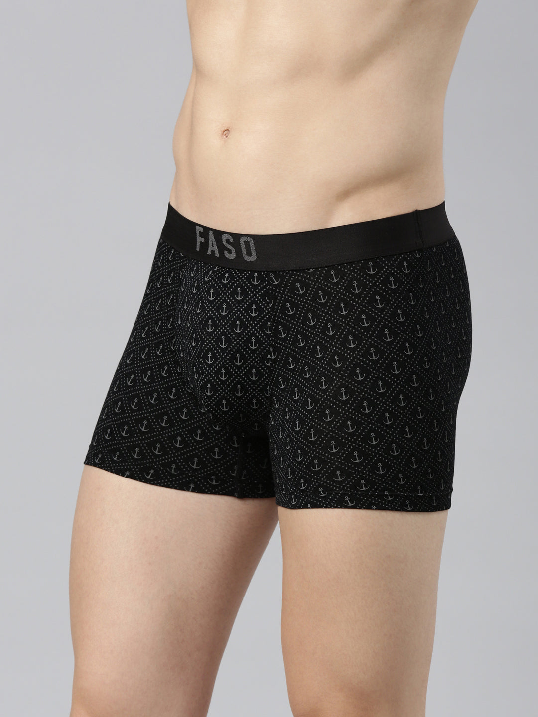 Faso Men's Cotton Outer Elastic All Over Print Trunk