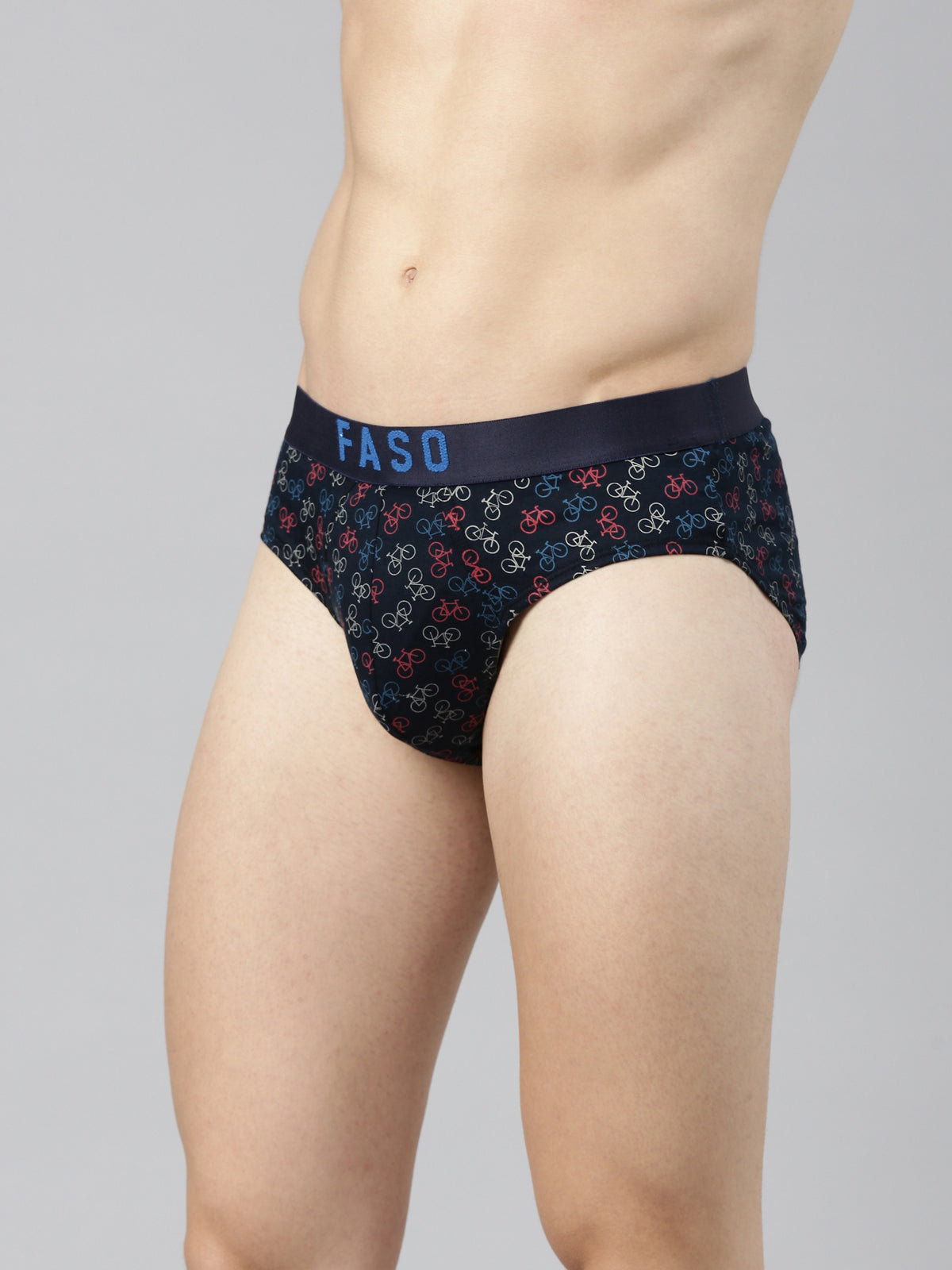 Faso Men's Cotton Outer Elastic All Over Print Brief