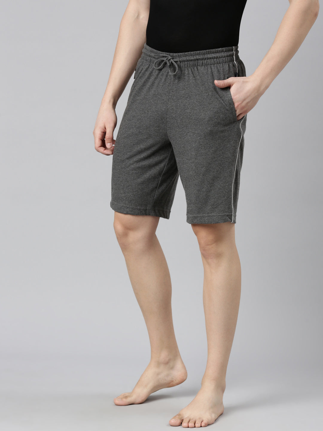 Faso Men's Cotton Side Seam Piping Bermuda Shorts