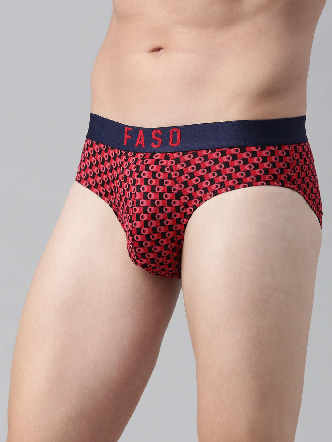Faso Men's Cotton Outer Elastic All Over Print Brief