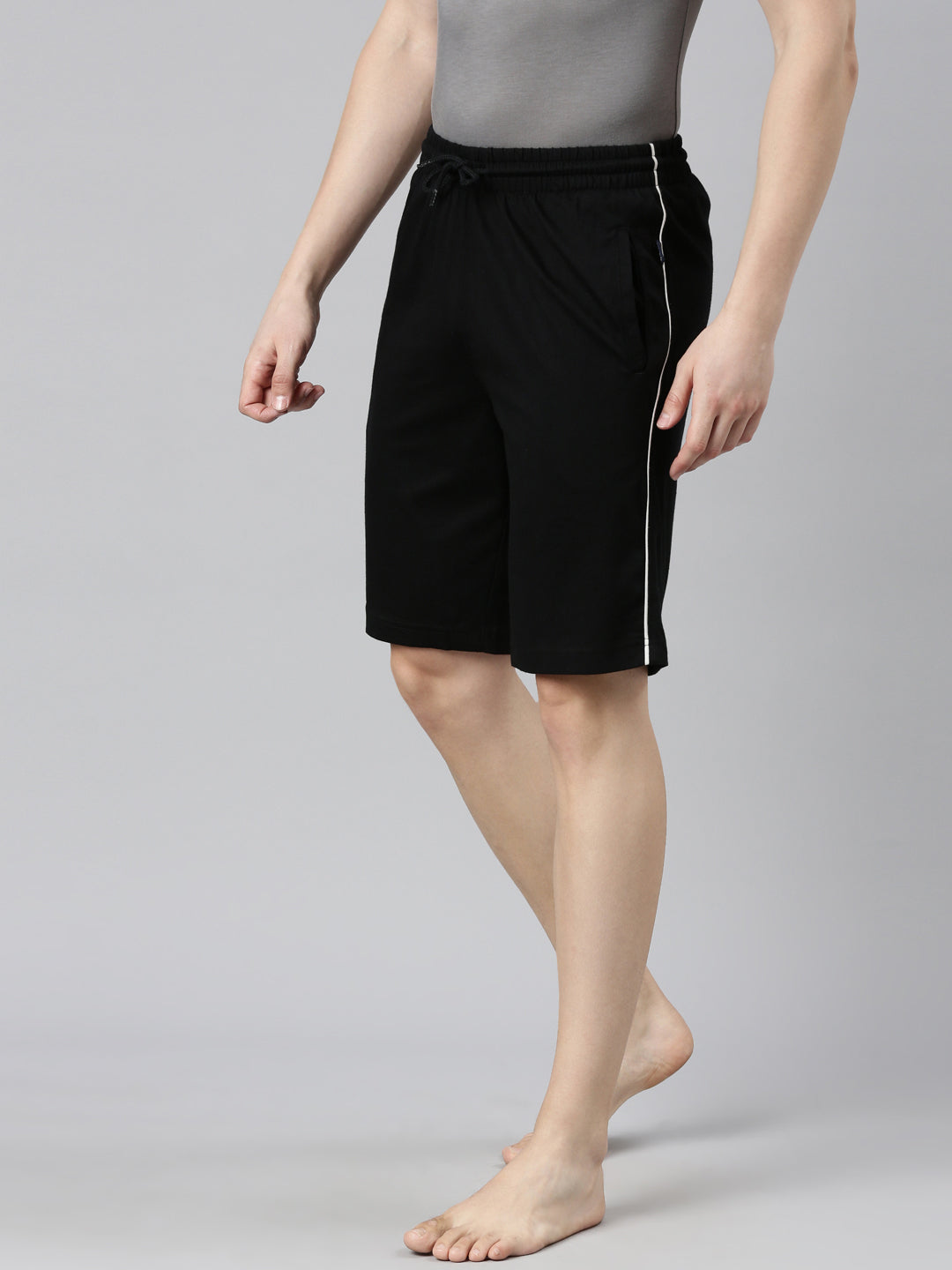 Faso Men's Cotton Side Seam Piping Bermuda Shorts