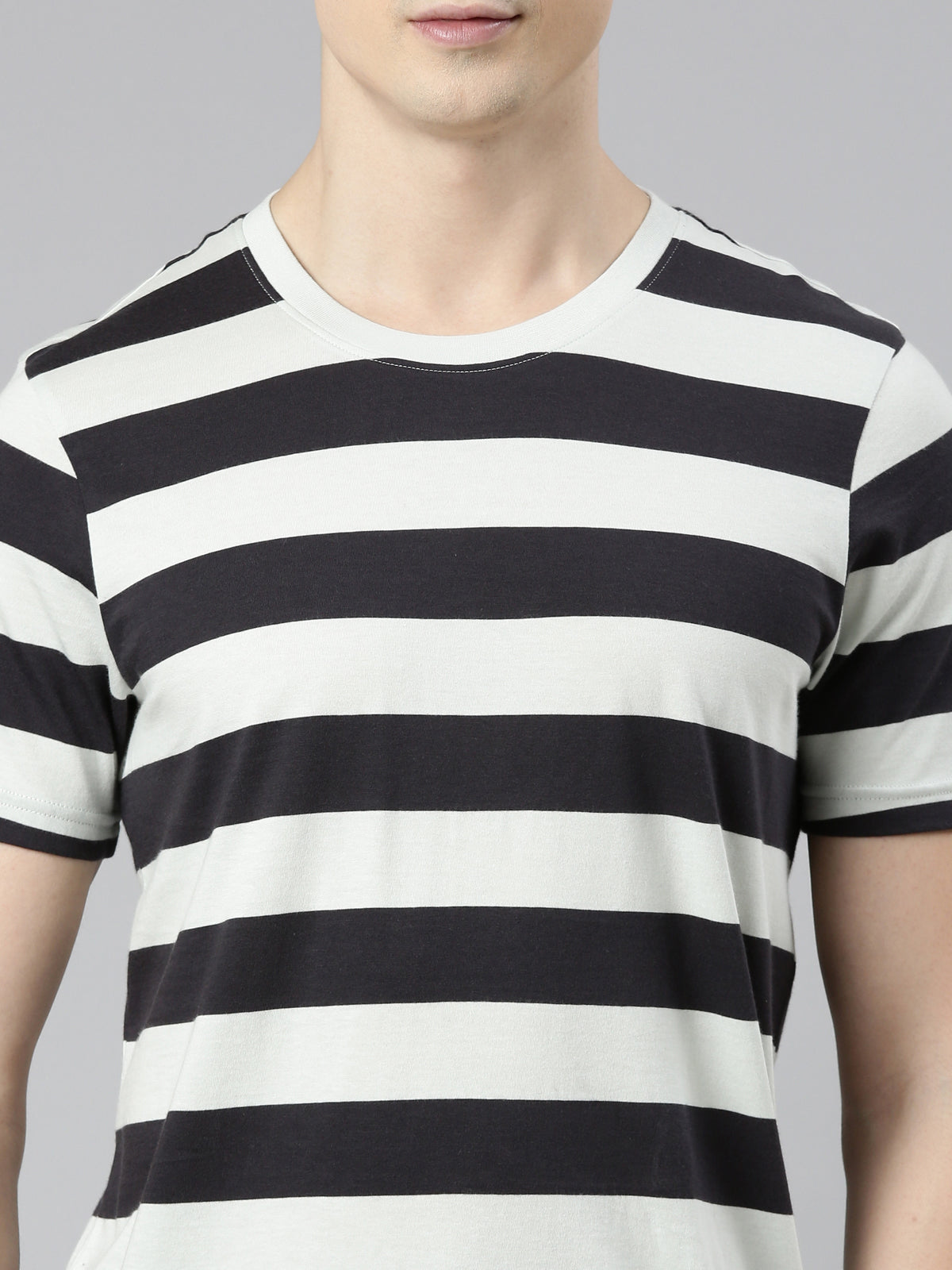 FASO Men’s Yarn Dyed Big Stripe Casual Cotton T-Shirt