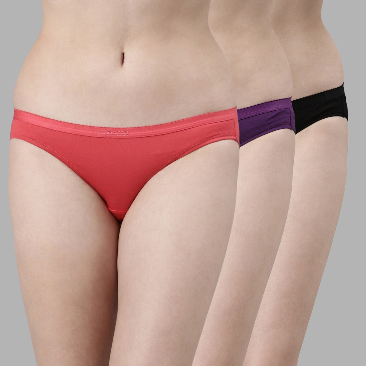 Faso Women's Cotton Outer Elastic Bikini (Pack of 3)