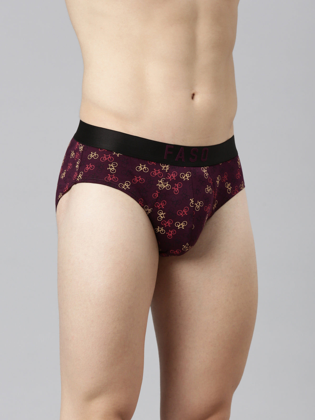 Faso Men's Cotton Outer Elastic All Over Print Brief