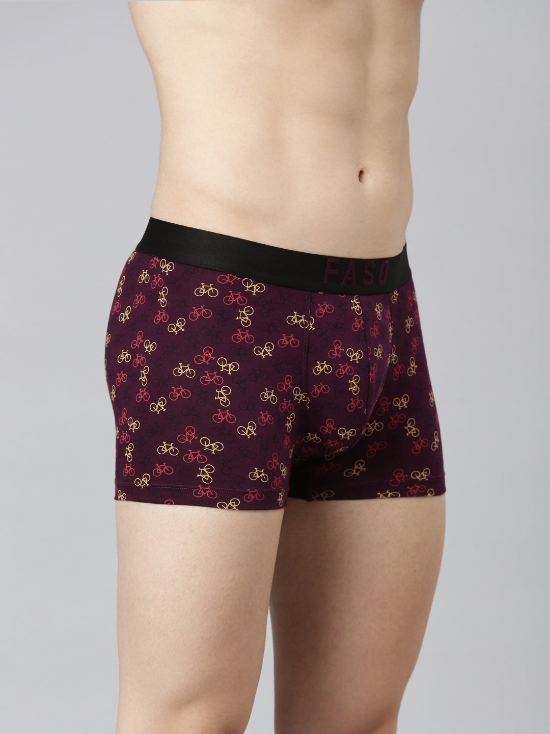 Faso Men's Cotton Outer Elastic All Over Print Trunk