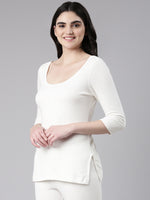 Faso Women's Cotton Blended 3/4 Sleeve Top