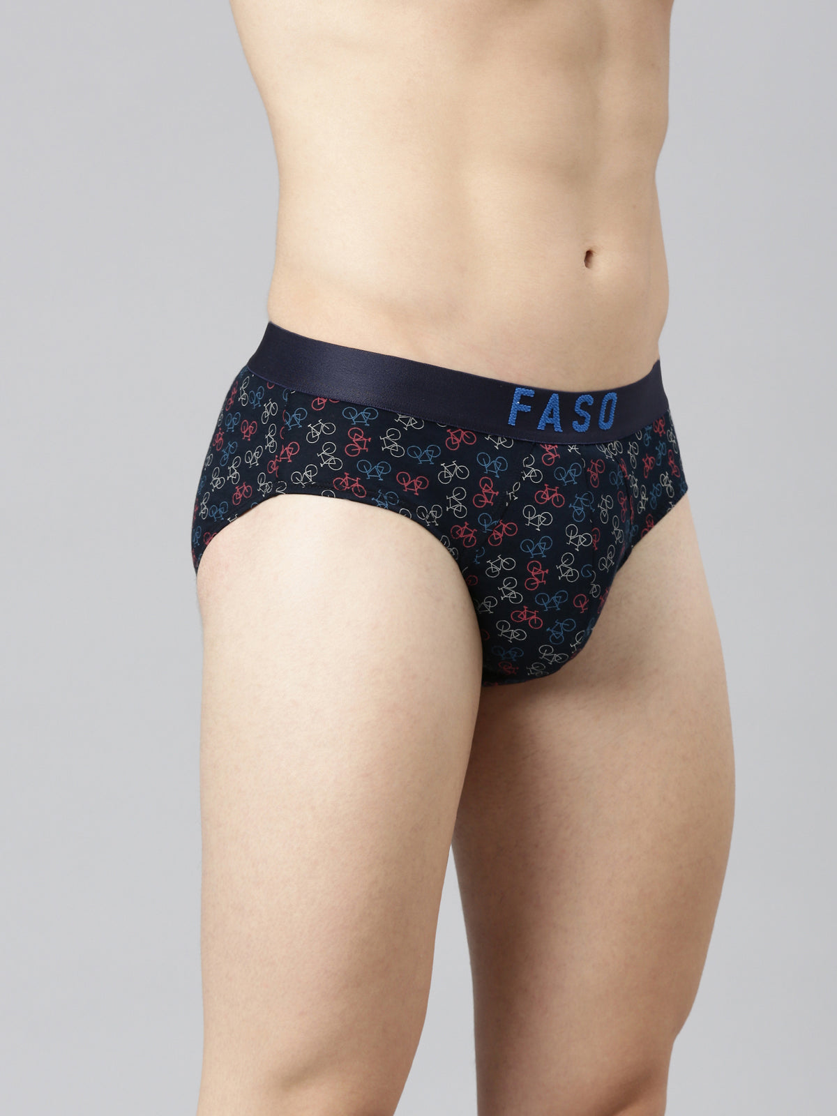 Faso Men's Cotton Outer Elastic All Over Print Brief