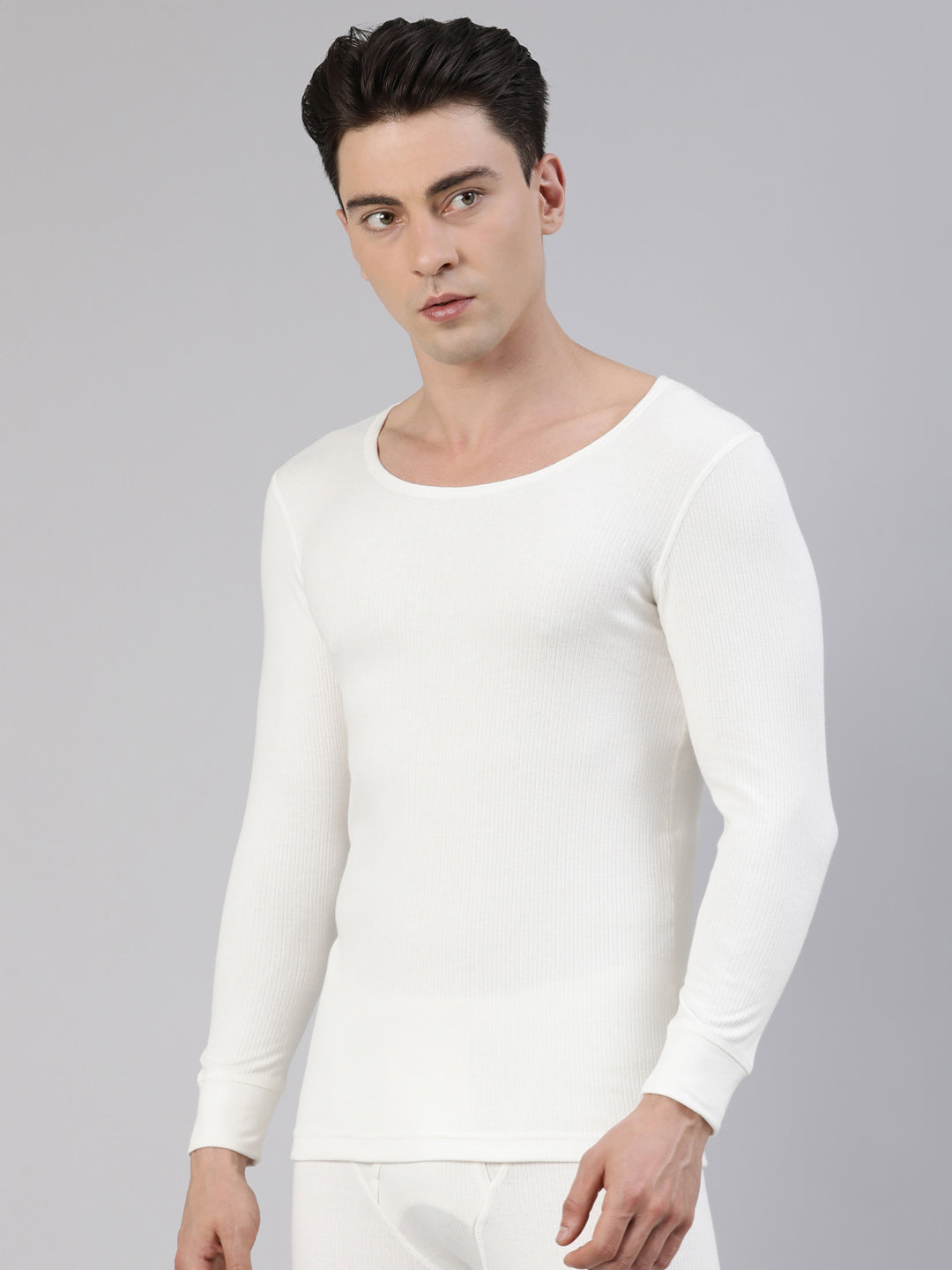 Faso Men's Round Neck Full Sleeve With Rib Thermal T-Shirt