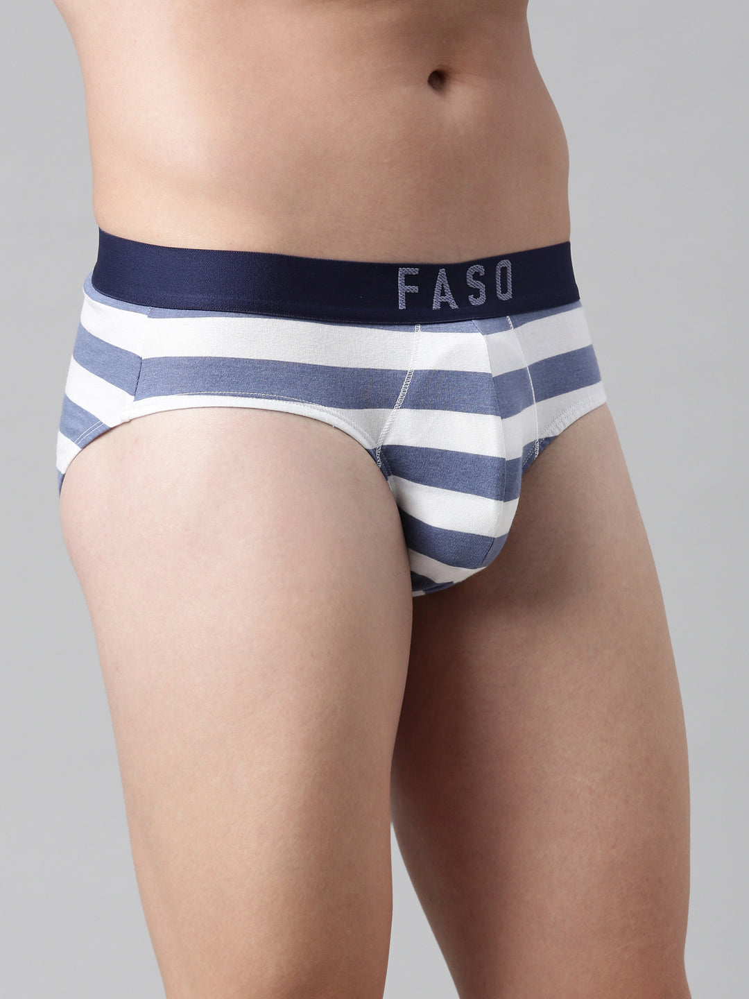 Faso Men's Cotton Yarn Dyed Striped Brief