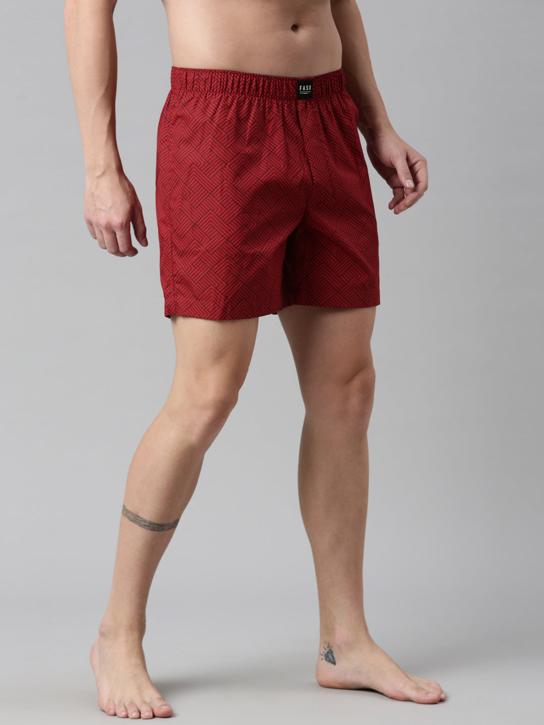 Faso Men's Cotton Printed Woven Boxer Shorts