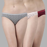 Faso Women's Cotton Outer Elastic Bikini (Pack of 3)