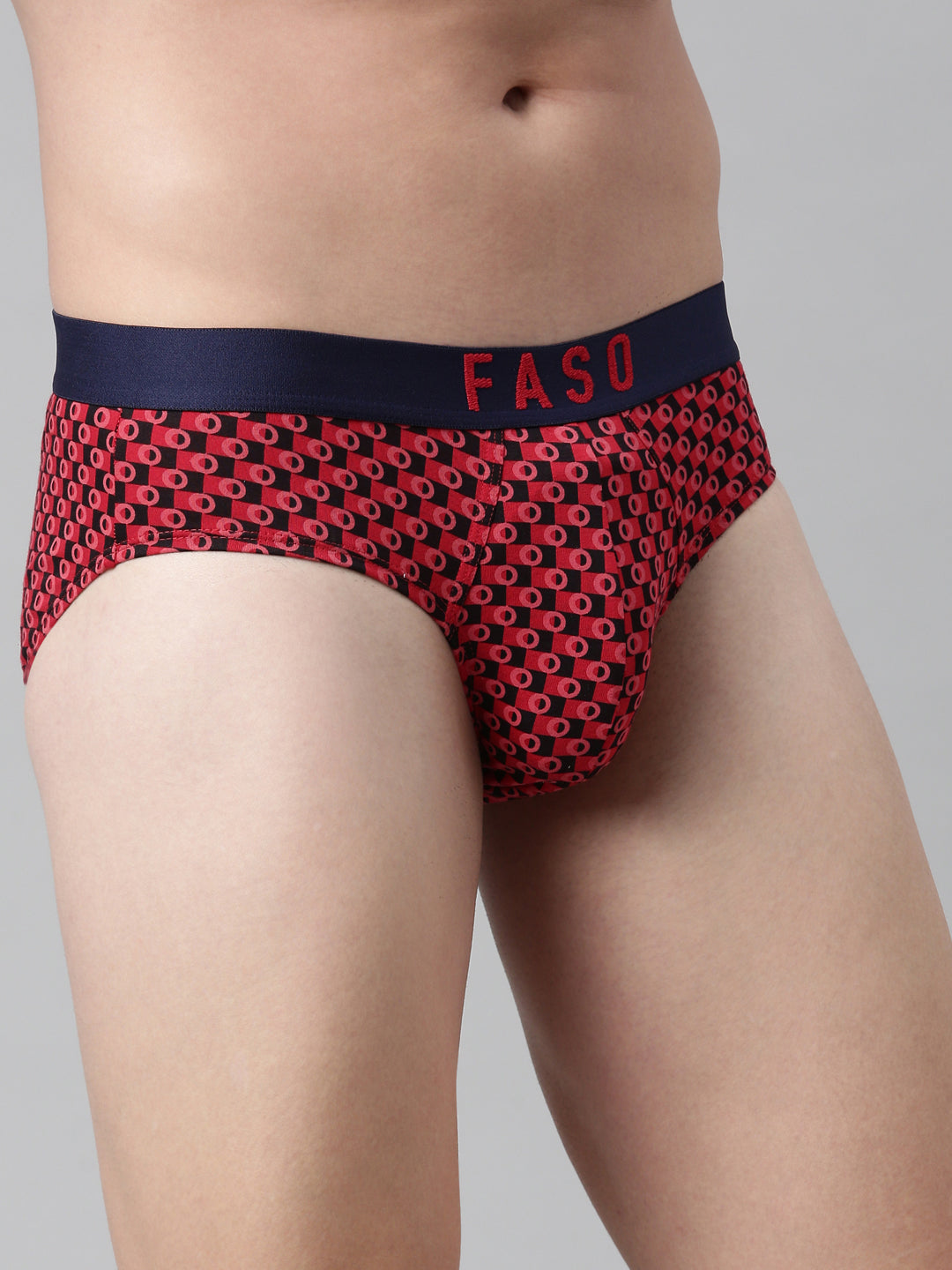 Faso Men's Cotton Outer Elastic All Over Print Brief