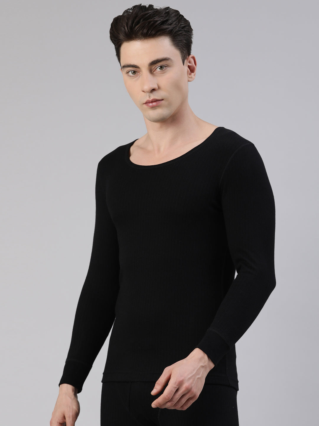 Faso Men's Round Neck Full Sleeve With Rib Thermal T-Shirt