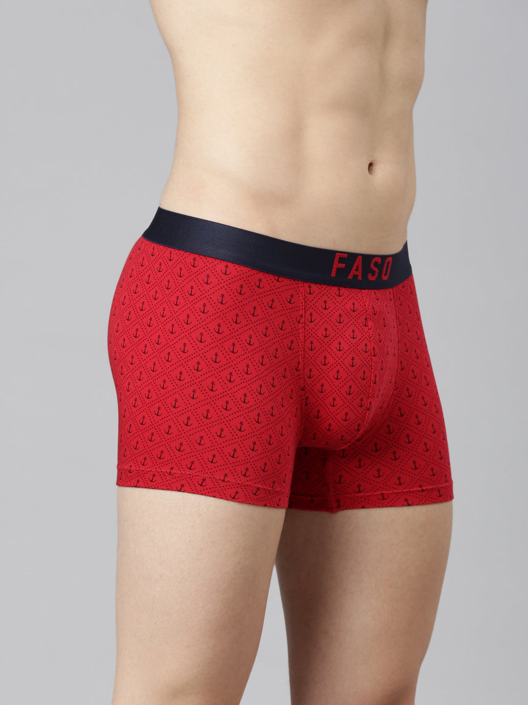 Faso Men's Cotton Outer Elastic All Over Print Trunk