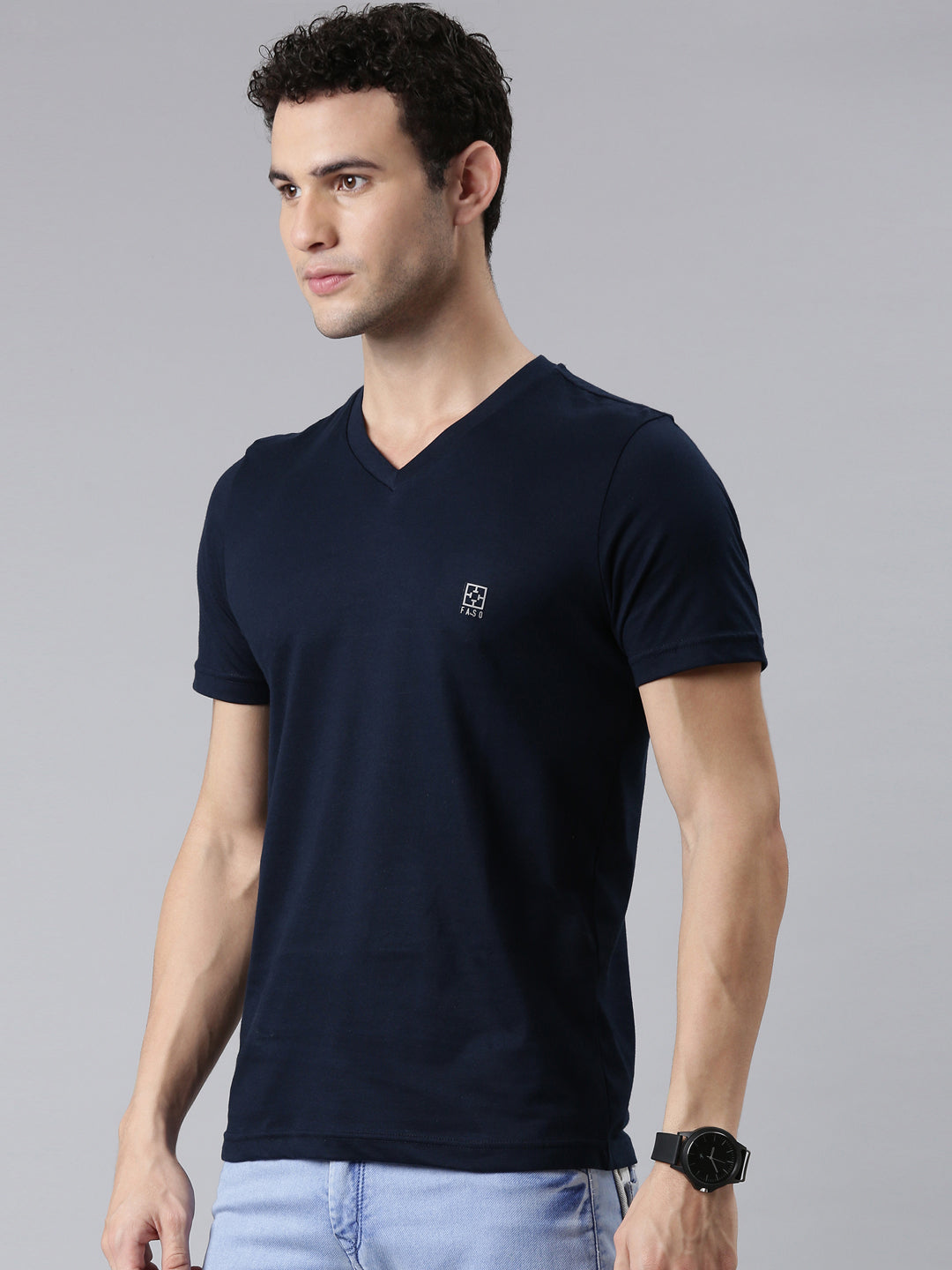 FASO Men’s Soft Cotton V-Neck T-Shirt