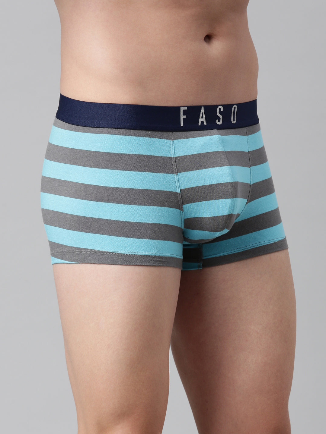 Faso Men's Cotton Yarn Dyed Striped Trunk