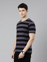 FASO Men’s Yarn Dyed Big Stripe Casual Cotton T-Shirt