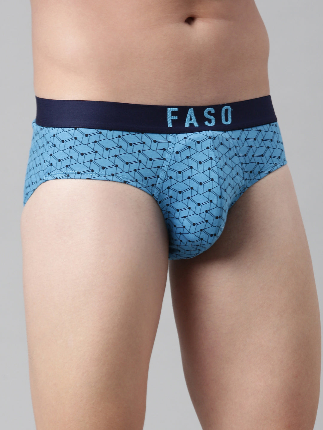 Faso Men's Cotton Outer Elastic All Over Print Brief