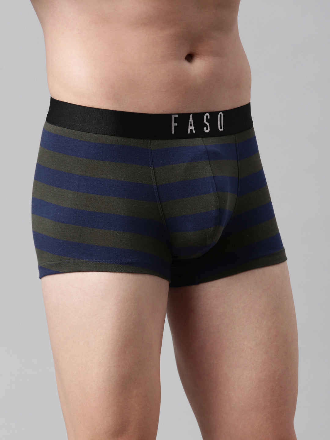 Faso Men's Cotton Yarn Dyed Striped Trunk