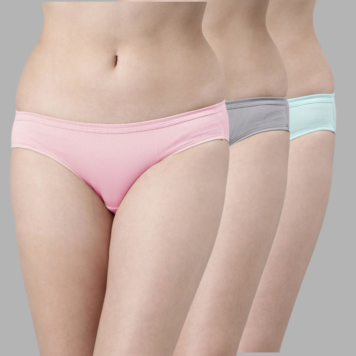 Faso Women's Cotton Inner Elastic Bikini (Pack of 3)