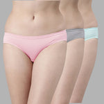 Faso Women's Cotton Inner Elastic Bikini (Pack of 3)