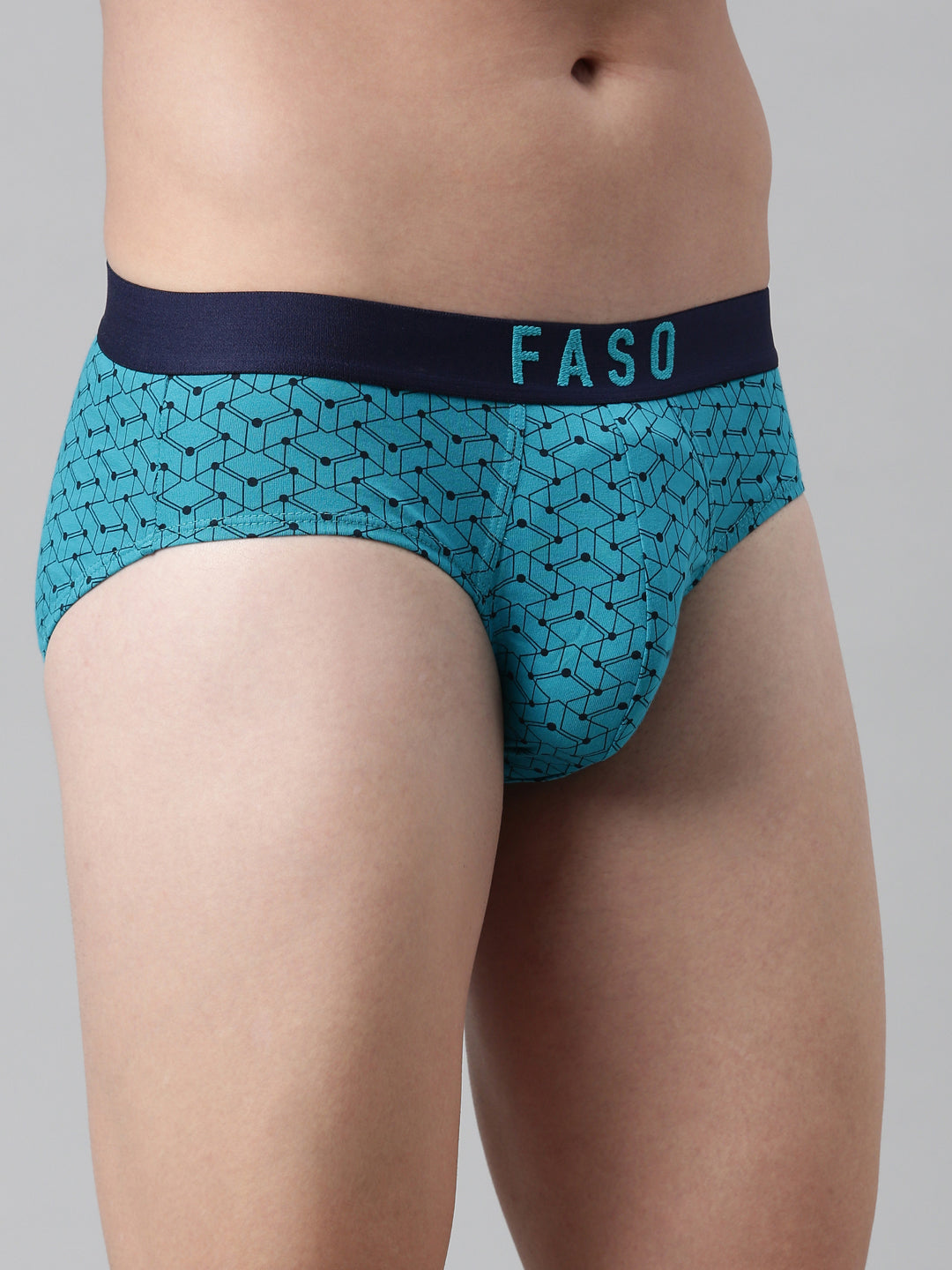 Faso Men's Cotton Outer Elastic All Over Print Brief
