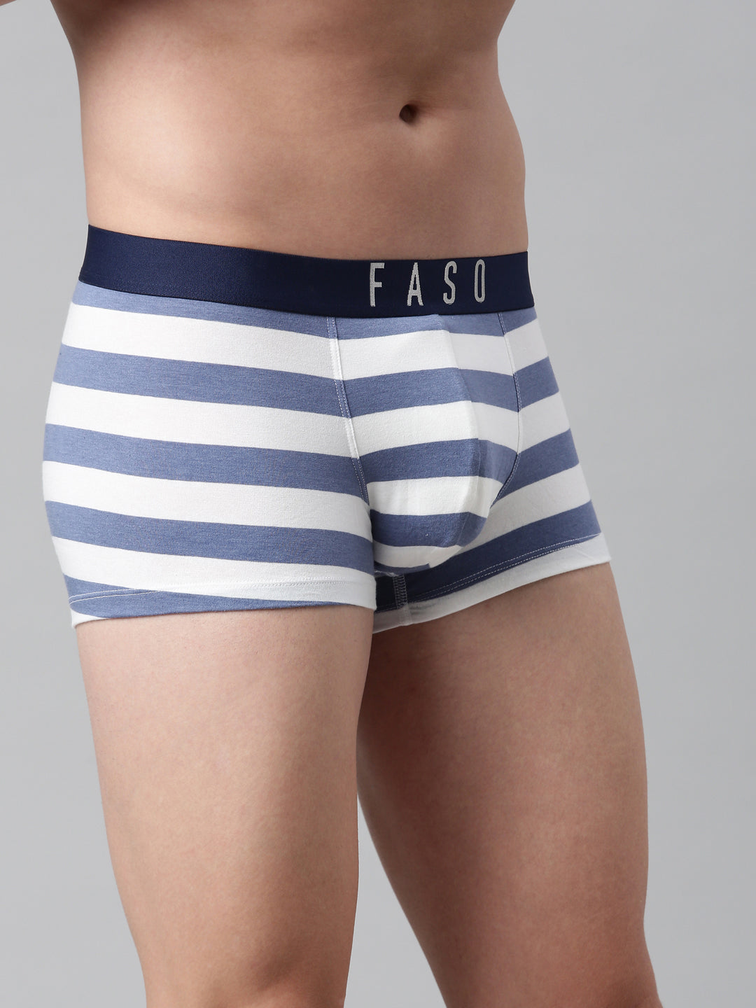Faso Men's Cotton Yarn Dyed Striped Trunk