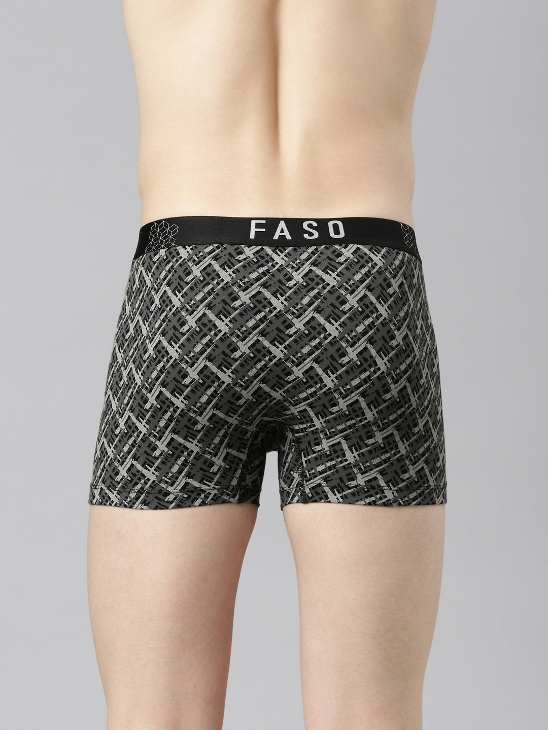 Faso Men's Cotton Stretch All Over Print Trunks