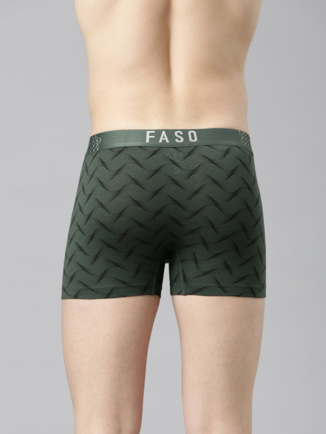 Faso Men's Cotton Stretch All Over Print Trunks