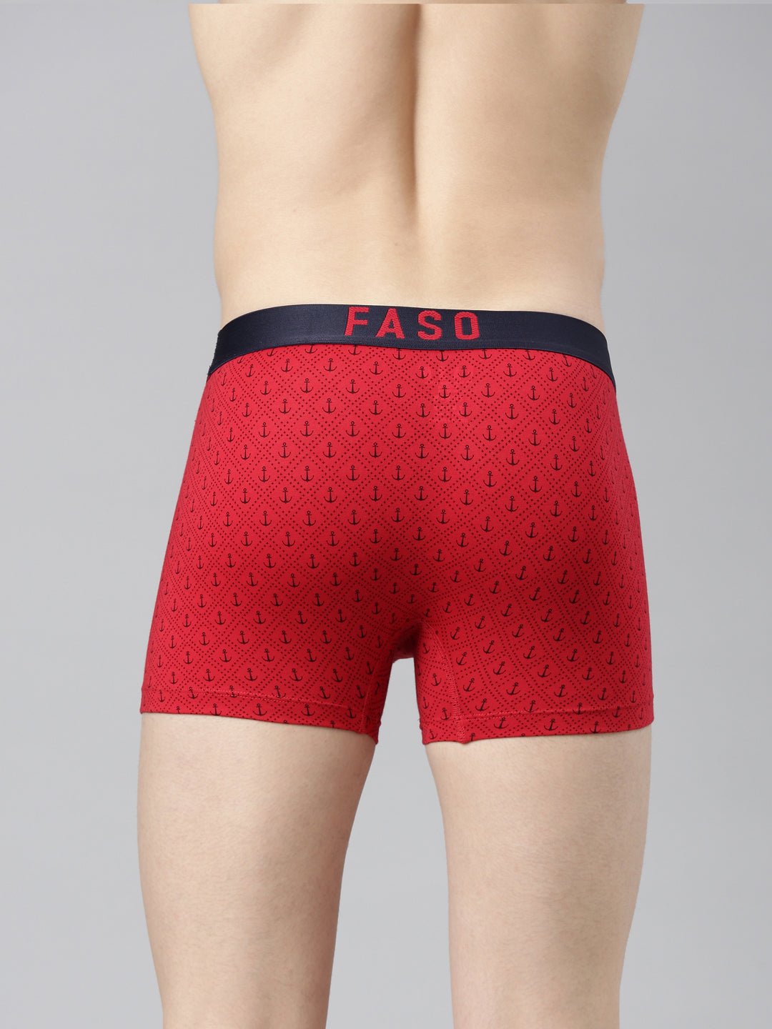 Faso Men's Cotton Outer Elastic All Over Print Trunk