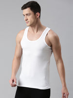 Faso Men's White Cotton Comfort Vest (Pack of 2)