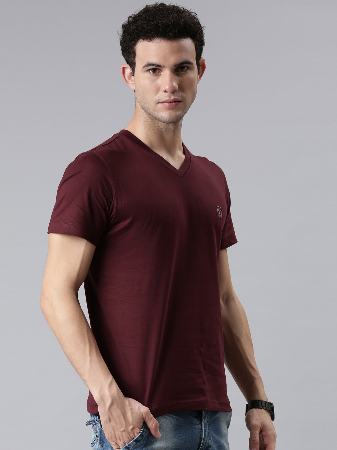 FASO Men’s Soft Cotton V-Neck T-Shirt