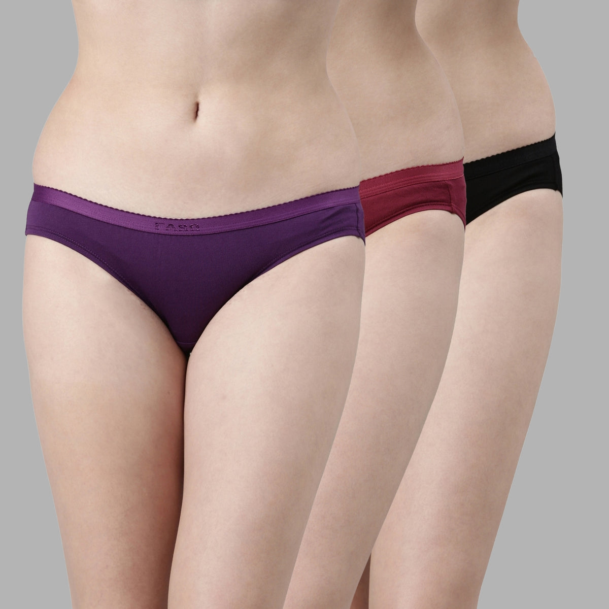 Faso Women's Cotton Outer Elastic Bikini (Pack of 3)